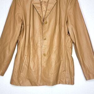 Preston & York Women's Tan Lamb Skin Leather Jacket Size‎ Large